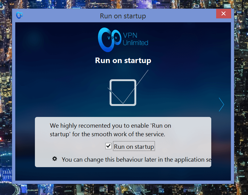 VPN unlimited run at startup