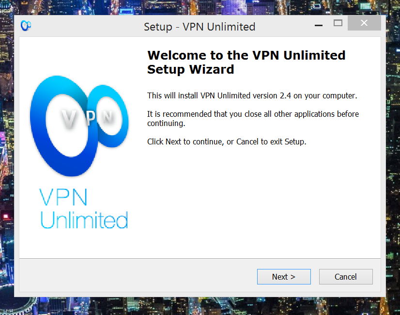 VPN Unlimited First setup screen