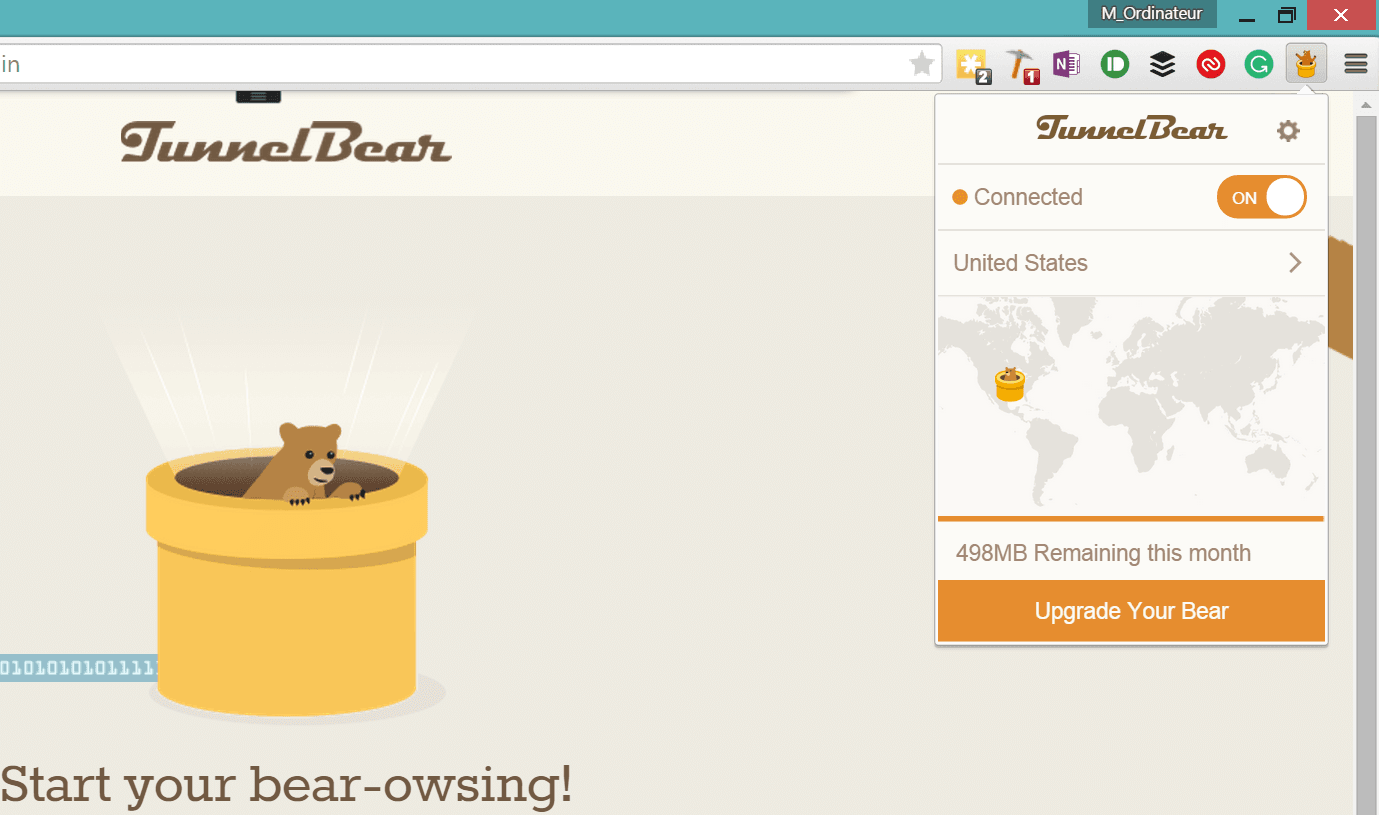 tunnelbear chrome extension