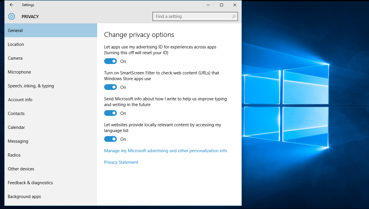 Windows 10 Privacy Settings